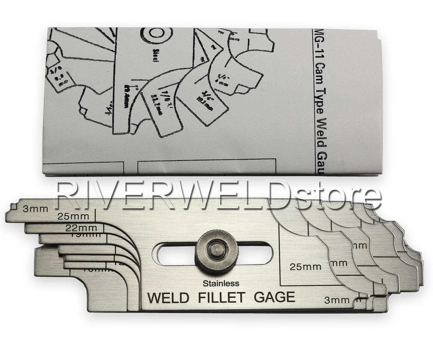 RIVERWELD Juego de 7 piezas para soldadura de filete, calibre MG-11 RL, calibres de soldadura, profundidad, marcas de inspección métricas, comprobación del tamaño de la garganta del filete