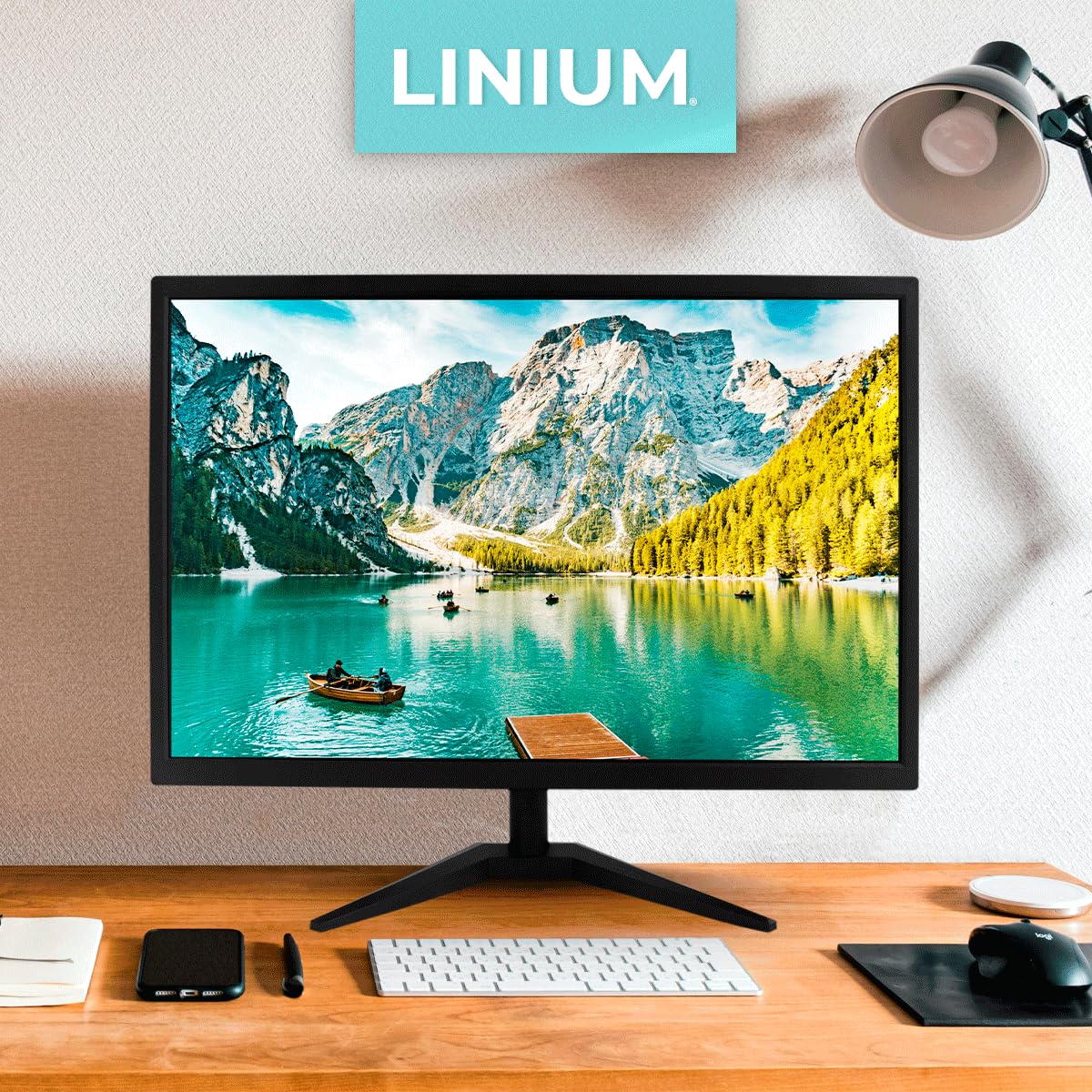LINIUM - Monitor HD LED 20” | Resolución 1660x900, HDMI/VGA, 60Hz, Estabilización de Negro, Compacto y Funcional para Oficina u Hogar