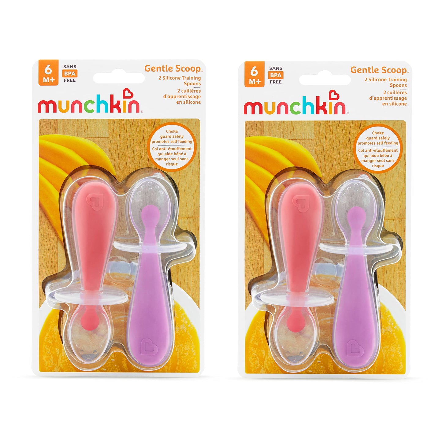 Cucharas Entrenadoras de Silicona Munchkin Rosa Morado Paquete de 4