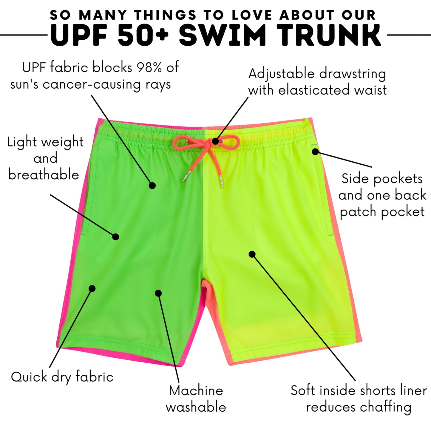 SwimZip Bañador para niño con forro tipo bóxer y protección solar UPF 50+.