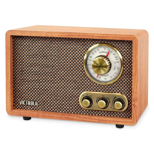 Radio Retro Victrola Bluetooth Walnut con Dial Giratorio