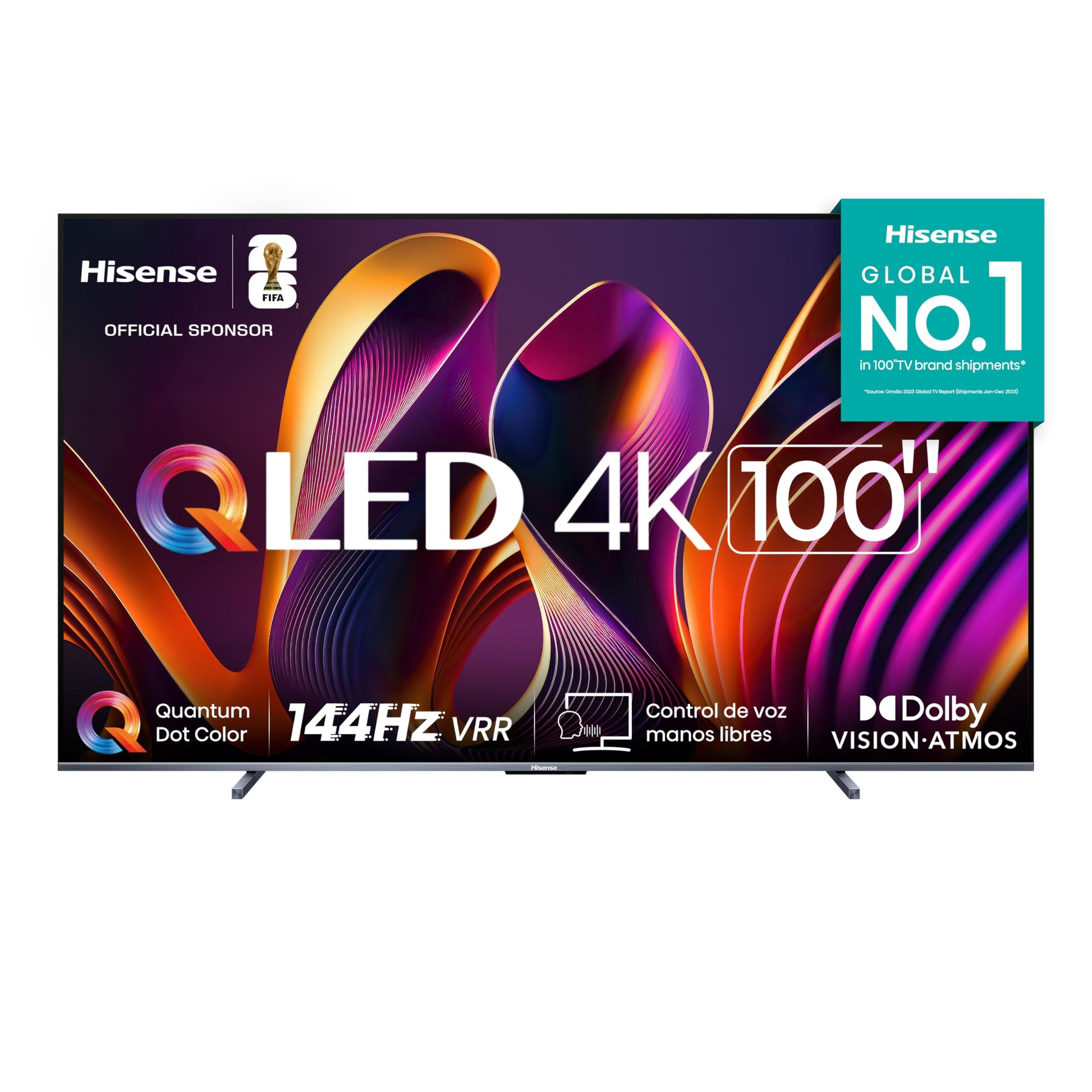 Hisense Television QD7N Pantalla 100 Pulgadas,QLED Smart Google TV UHD 4K,Control Remoto por Voz con Alexa,Dolby Vision Atmos, Modo de Juego Pro de 144 Hz, AMD Freesync Premium Pro,Total HDR Solution