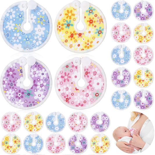 32 Almohadillas de Tubo G de Algodón de Soporte para Alimentación Cubiertas de Botón de Tubo G Abdominal de Soporte Suministros de Alimentación Reutilizables Blandos 4 Diseños (Flor Fresca)