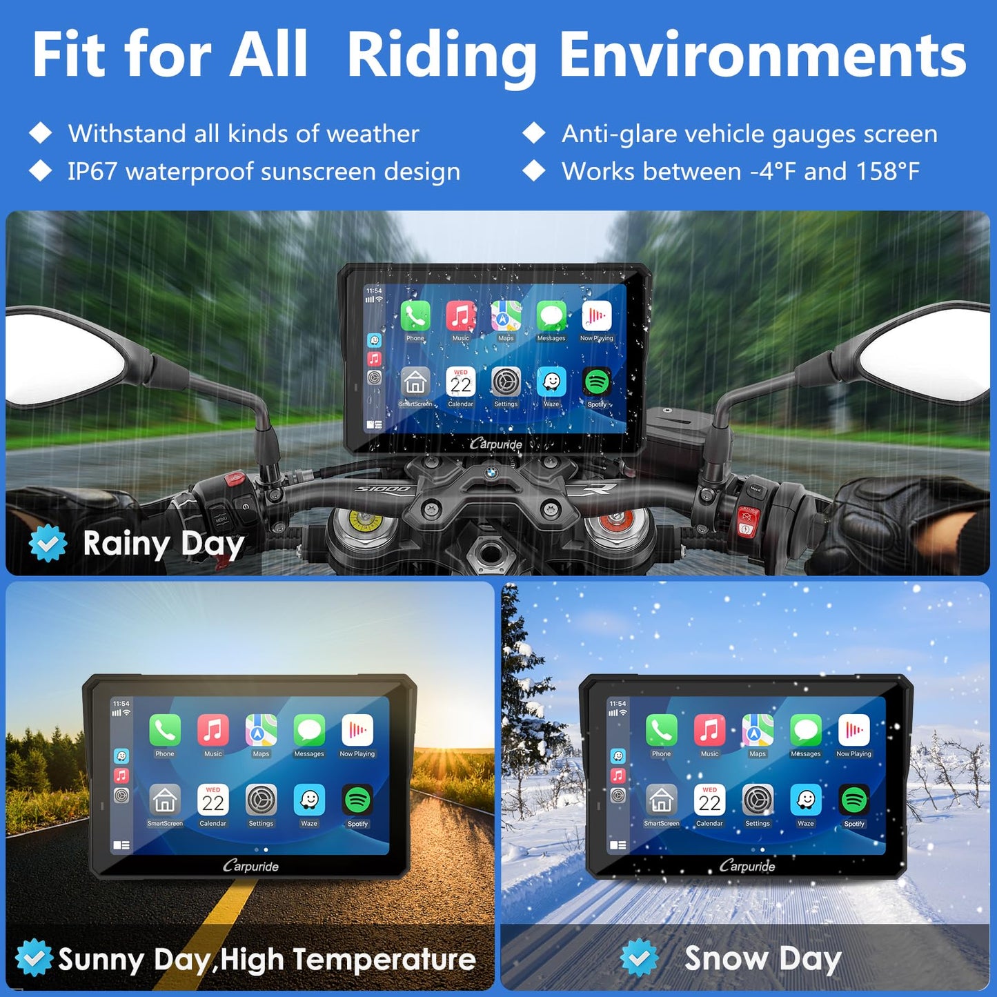 Carpuride W702BS Pro para BMW CarPlay&Android Auto con Bluetooth Dual,Pantalla Navegación GPS Impermeable7,Lectura Datos,Maravilla Nativa,TPMS,Sensor Luz,Intercambio Música,Intercomunicador,16 Pines