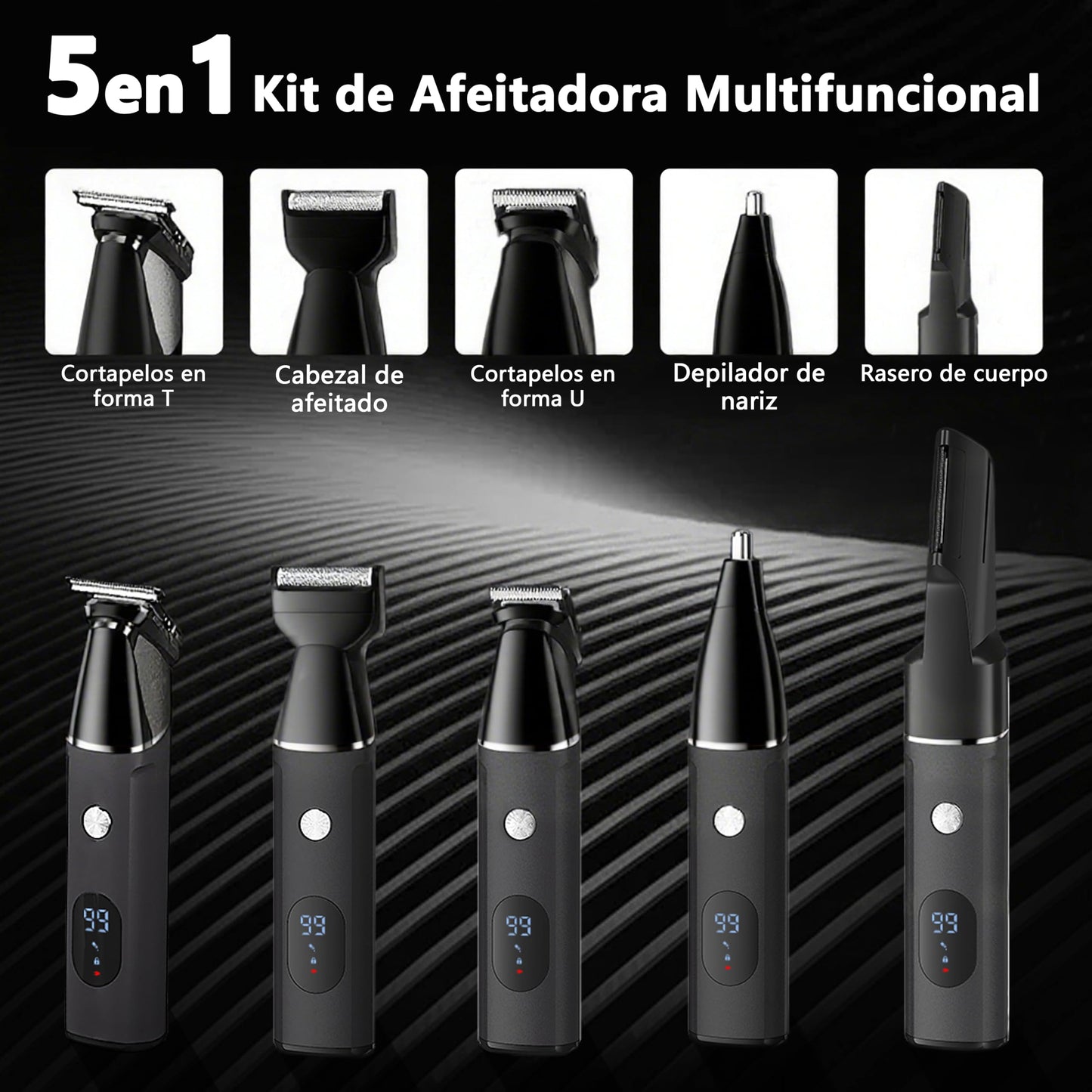 ZVXCABV 16 en 1 Kit de Rasurado para Hombre,Afeitadora Electrica,Barbero Eléctrico con Cabezal de Succión Magnético,Carga Rápida USB y Base,Máquina para Cortar Cabello de Barba/Nariz/Pelo/Cara/Cuerpo