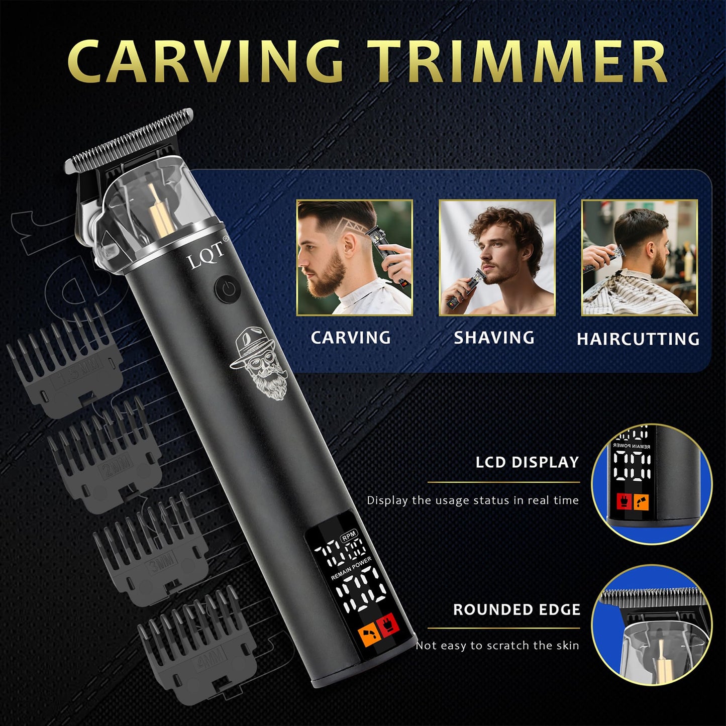Afeitadora eléctrica de aluminio para hombre, kit de aseo de 3 piezas con cuchillas flotantes y pantalla LED, IPX7 resistente al agua, cortadora de barba húmeda/seca, maquinilla de afeitar eléctrica