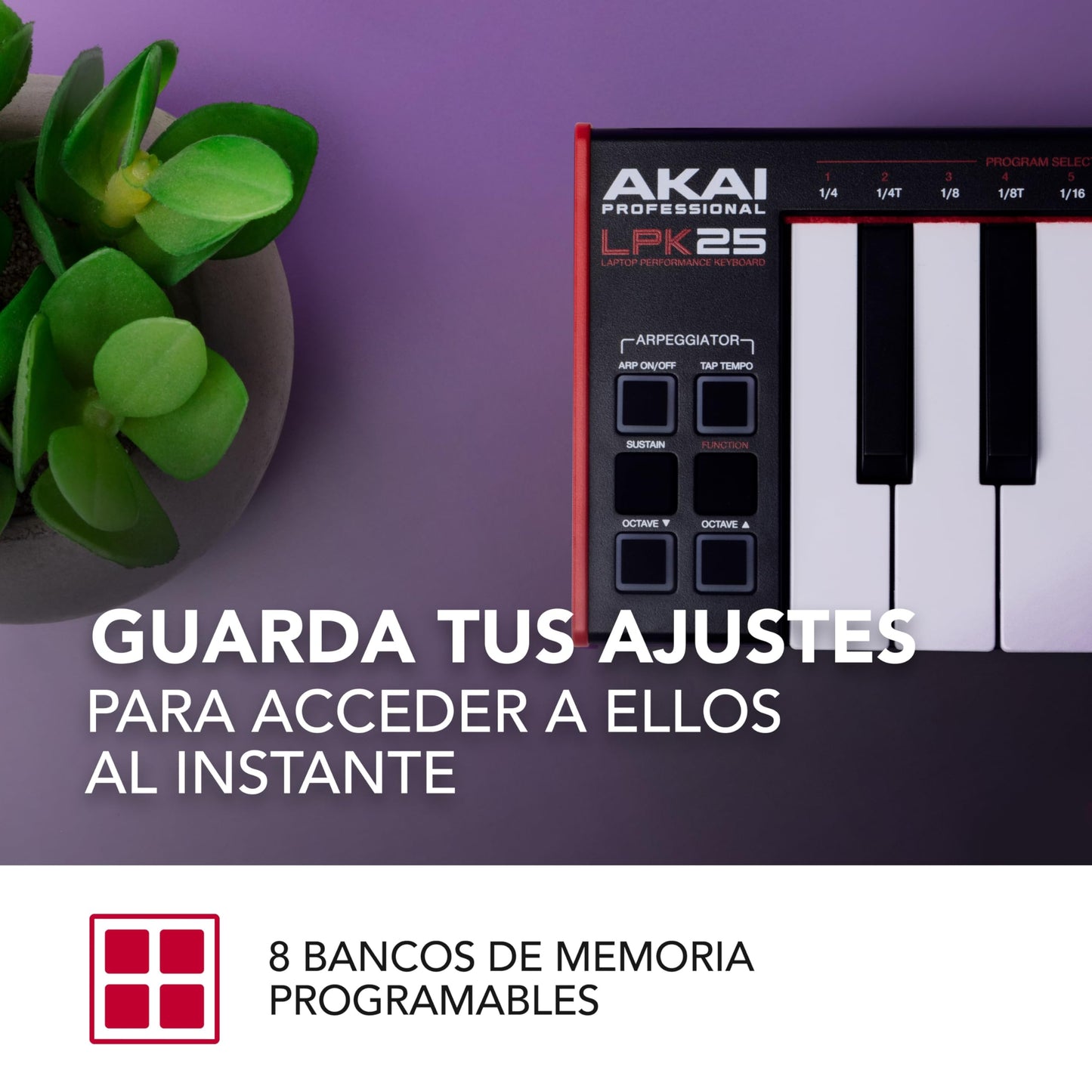 AKAI Professional LPK25 MKII - Тeclado controlador MIDI USB con 25 teclas de sinte sensibles para Mac y PC, arpegiador y software de producción musical