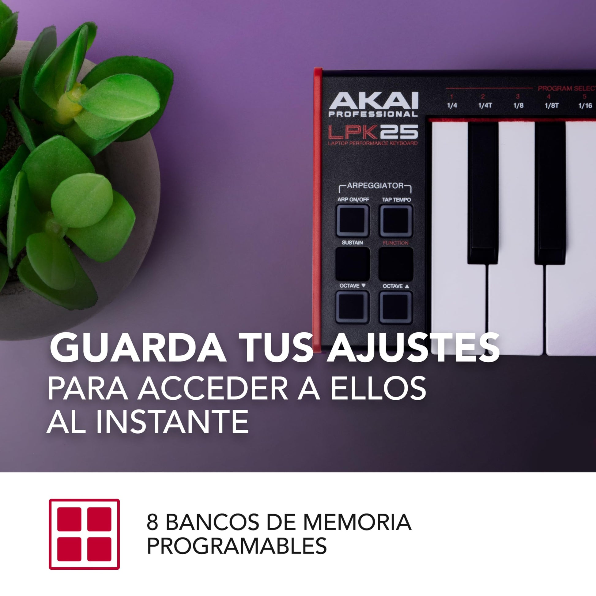 AKAI Professional LPK25 MKII - Тeclado controlador MIDI USB con 25 teclas de sinte sensibles para Mac y PC, arpegiador y software de producción musical