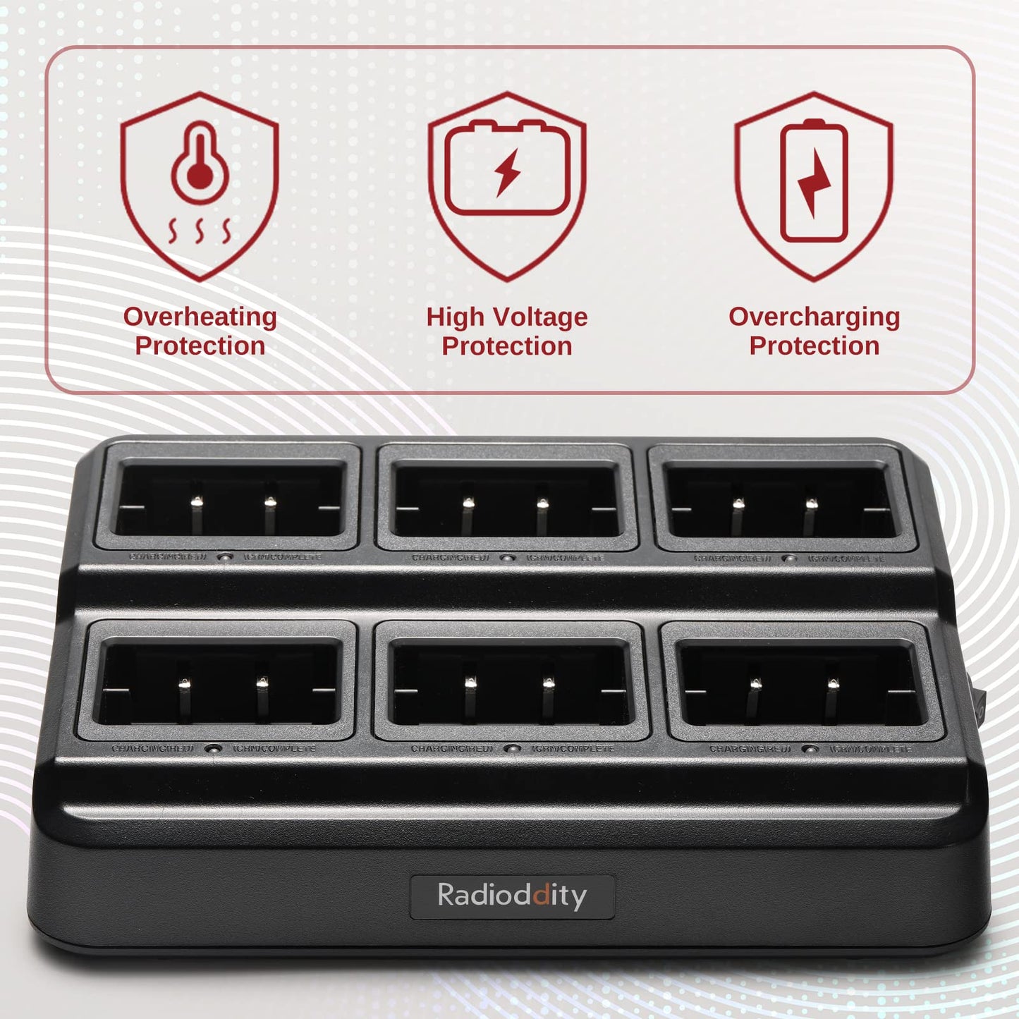Cargador de Seis Vías Radioddity Compatible con Batería BL-13UV para Radios Portátiles