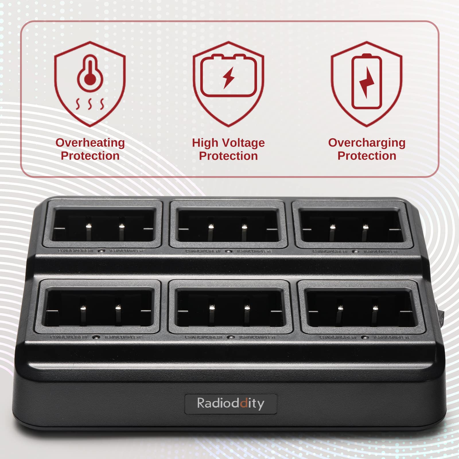 Cargador de Seis Vías Radioddity Compatible con Batería BL-13UV para Radios Portátiles