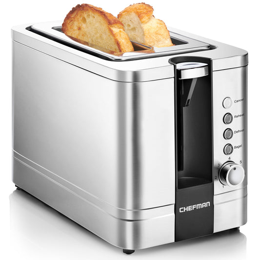 Chefman | Tostador de Pan con Ranuras Extra-Grandes | Acero Inoxidable