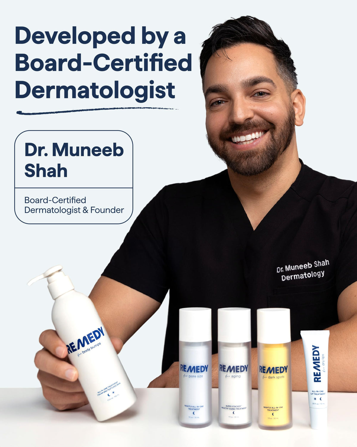 Remedy Science Remedio para los labios secos: bálsamo labial hidratante y cicatrizante con ceramidas, péptidos y dimeticona. Repara los labios secos y agrietados. Por el dermatólogo Dr. Shah