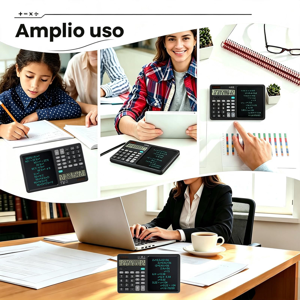 Calculadora Científica NUCLAX 2 en 1 LCD Bloc de Notas y Bolígrafo