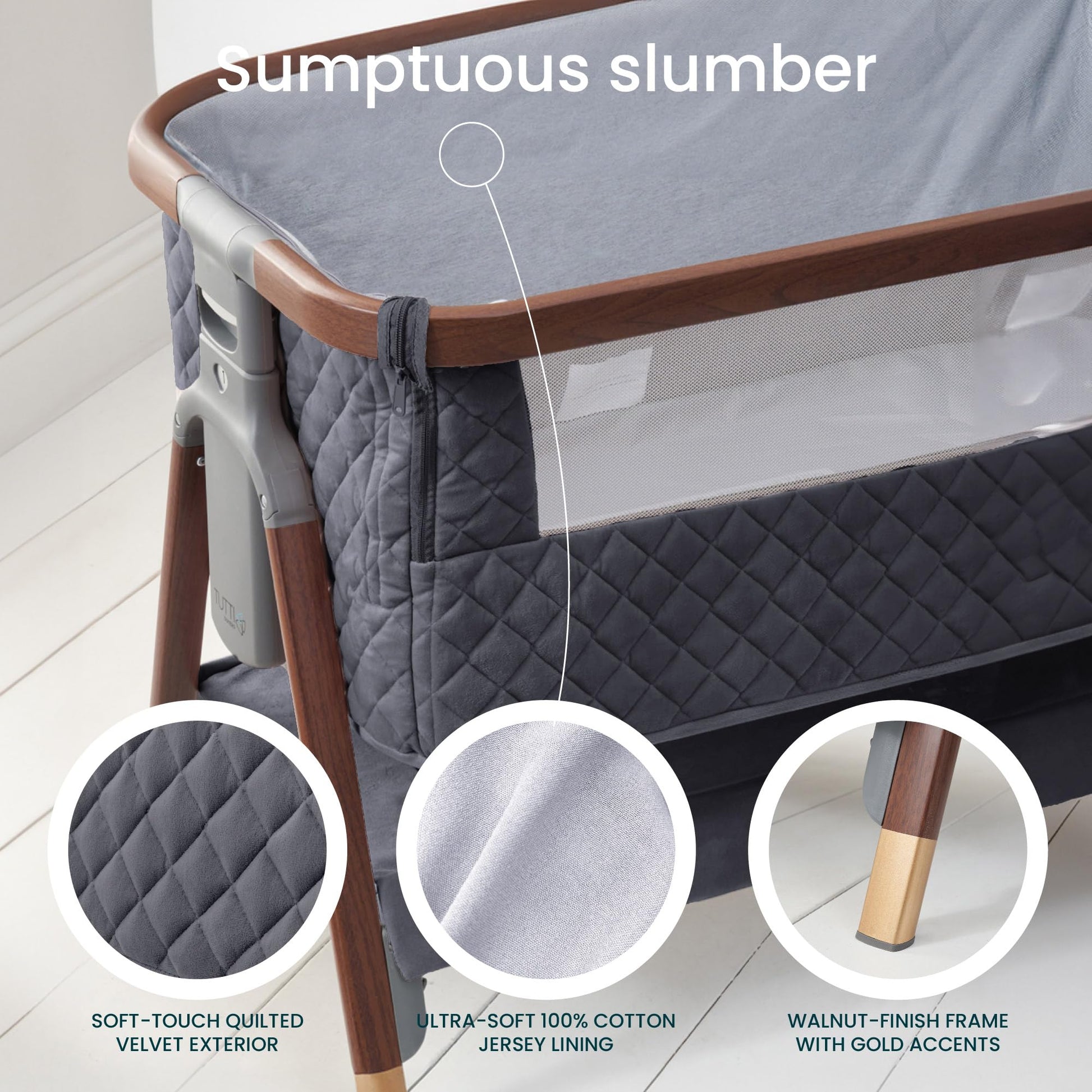 Tutti Bambini CoZee® Luxe - Moisés de noche, nogal/pizarrón