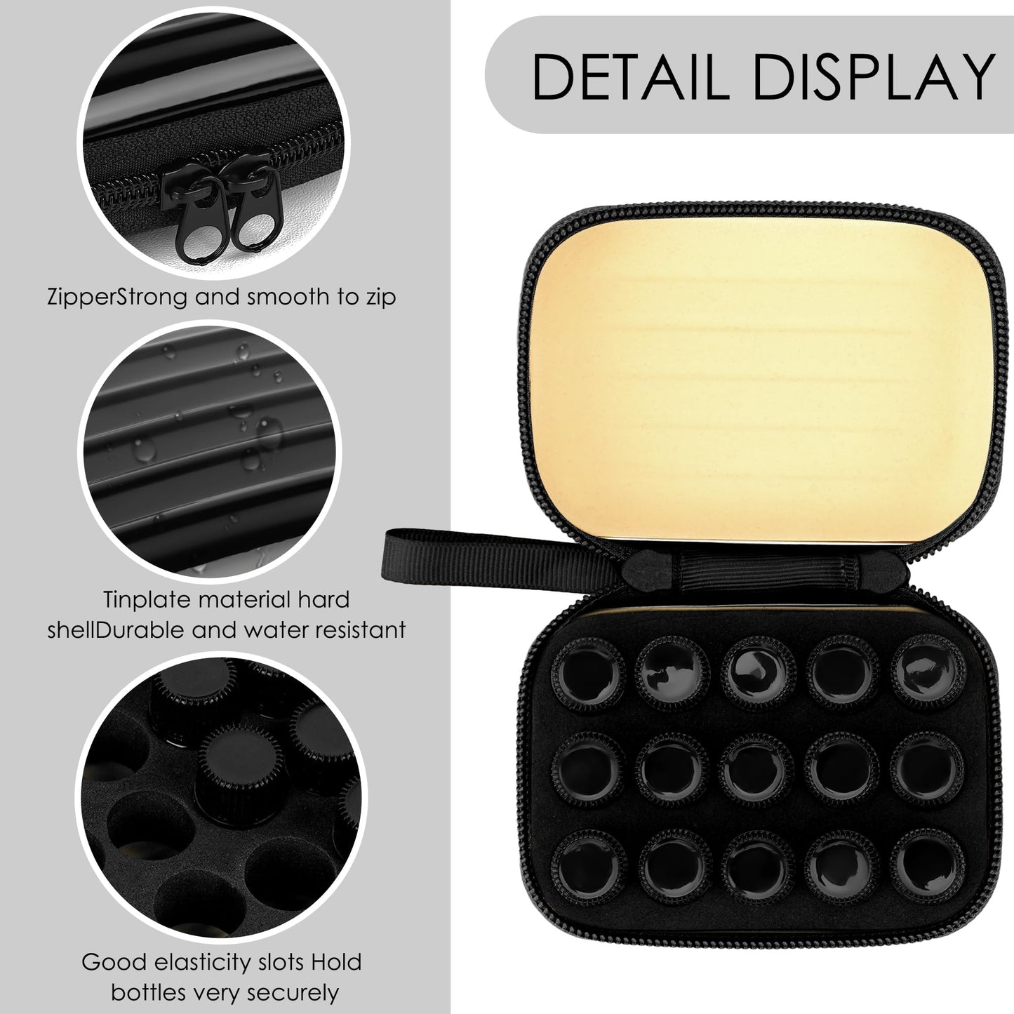 Biiange - 2 mini fundas para botellas de aceite esencial con 30 viales vacíos de 2 ml, caja organizadora de almacenamiento de viaje para aceites esenciales, soporte compacto de aromaterapia para el