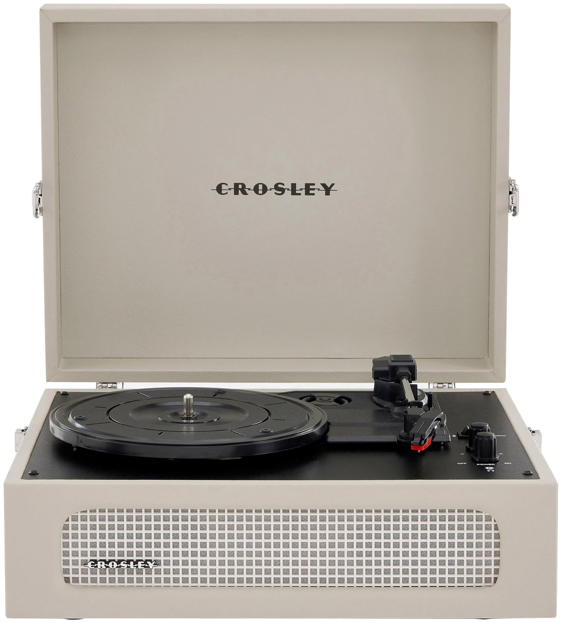 Crosley CR8017B-DU Voyager - Tocadiscos de Vinilo portátil clásico con Entrada y Salida Bluetooth y Altavoces Integrados, Dune