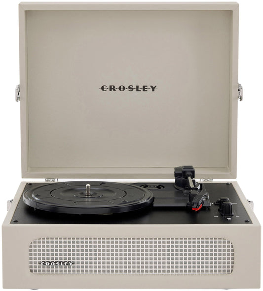 Crosley CR8017B-DU Voyager - Tocadiscos de Vinilo portátil clásico con Entrada y Salida Bluetooth y Altavoces Integrados, Dune