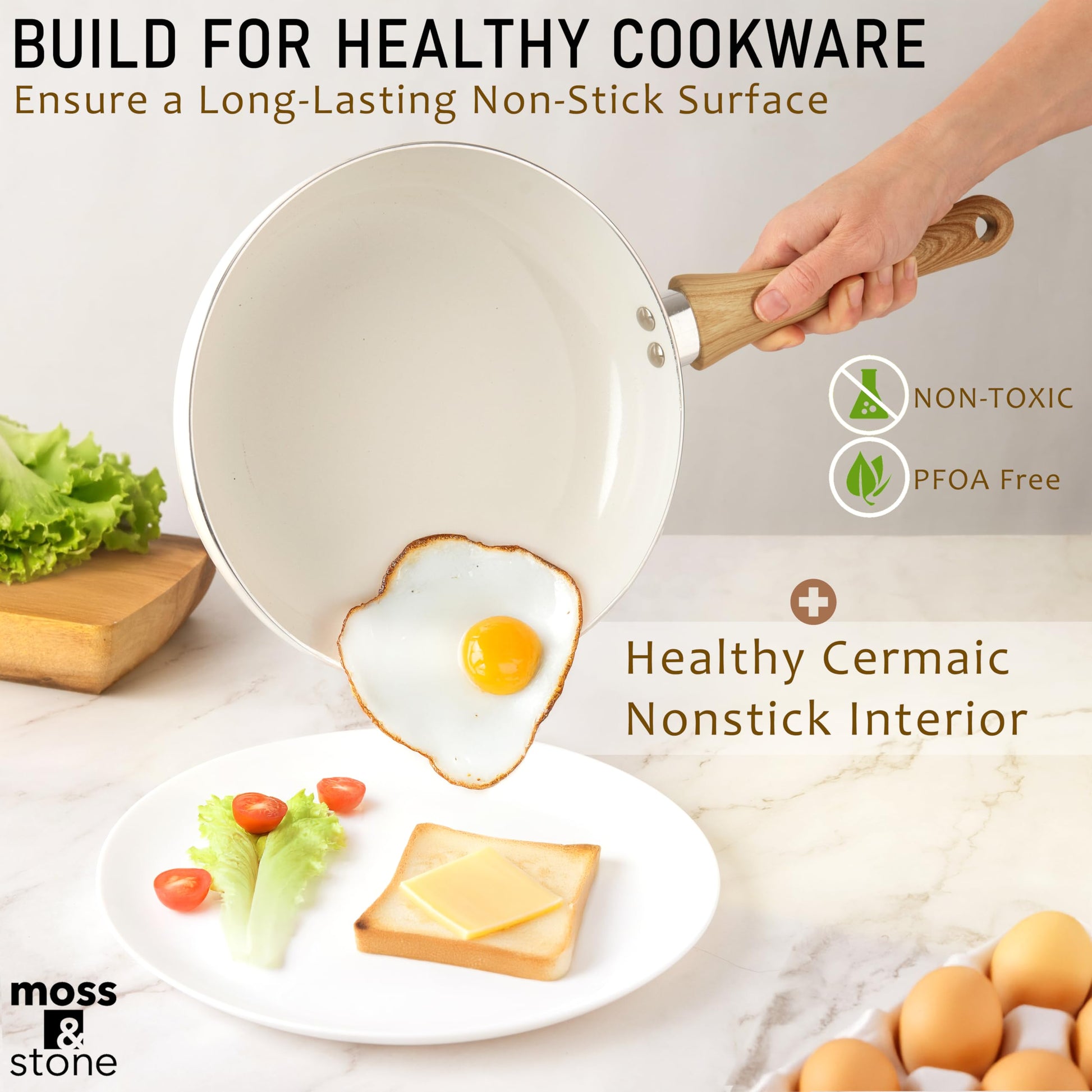 Juego de Utensilios de Cocina Moss & Stone con Tapa de Vidrio y Asas Frescas