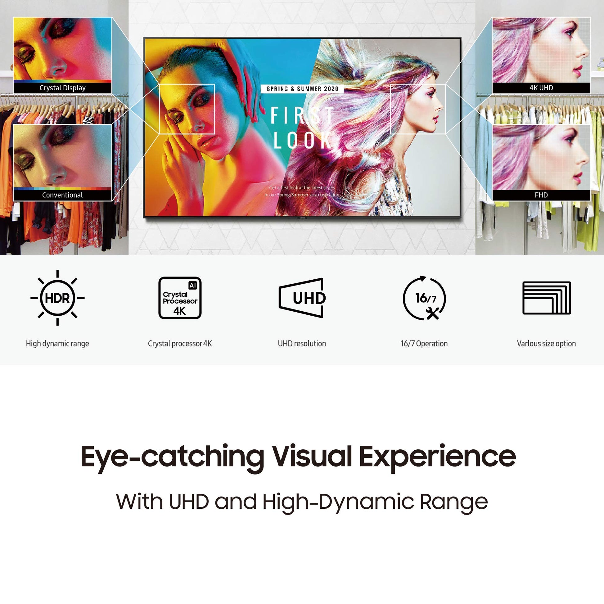 Televisor Samsung 55 Pulgadas BE55T-H 4K Pro con Software de Señalización Digital, HDMI y Altavoces