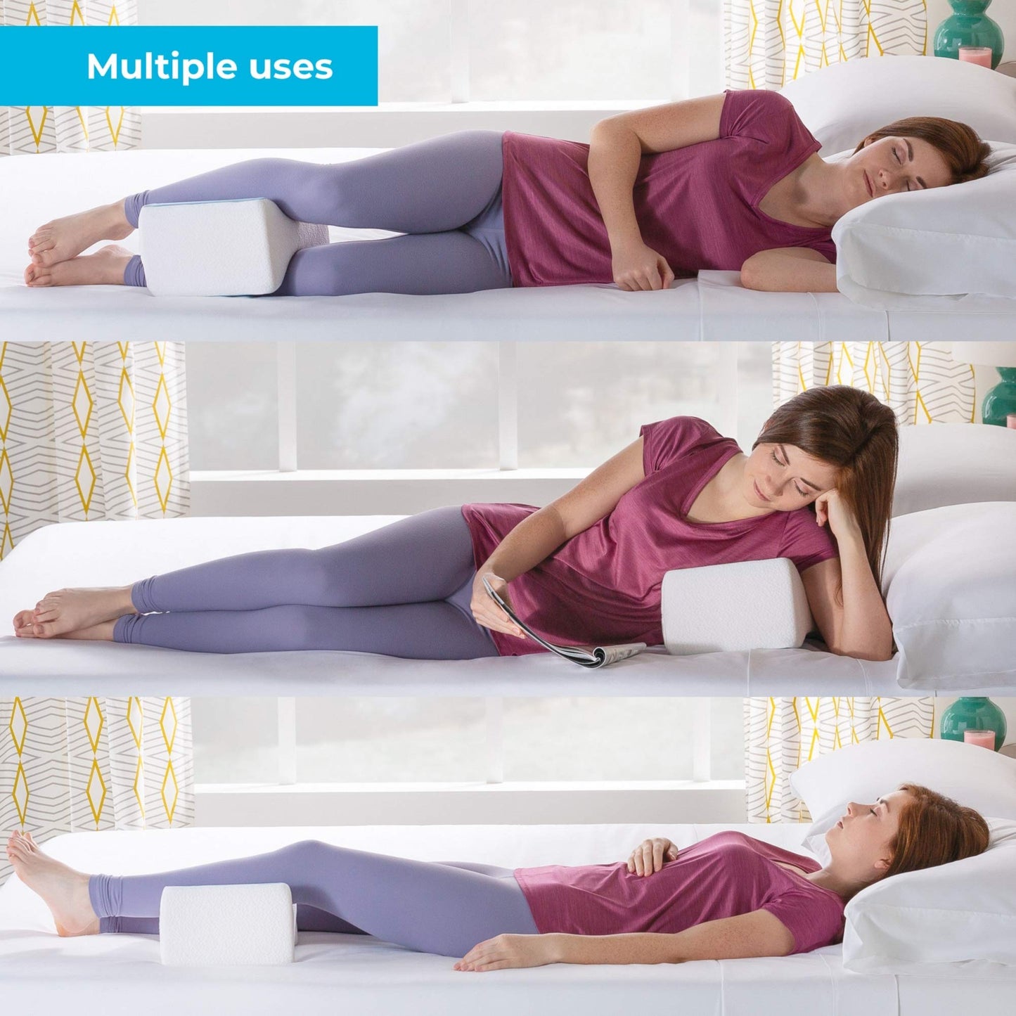 Linenspa - Almohada Ortopédica para Rodillas y Piernas de Memory Foam - Alivia Dolores y Mejora el Descanso