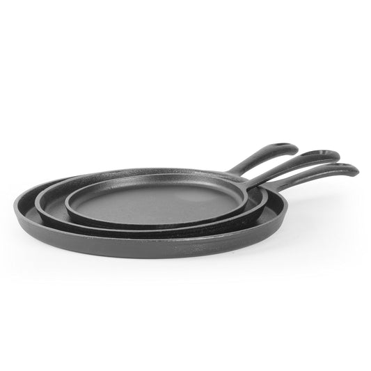 Commercial Chef - Juego de 3 moldes redondos de hierro fundido, 8 pulgadas, 10 y 12 pulgadas, utensilios de cocina de hierro fundido presazonado