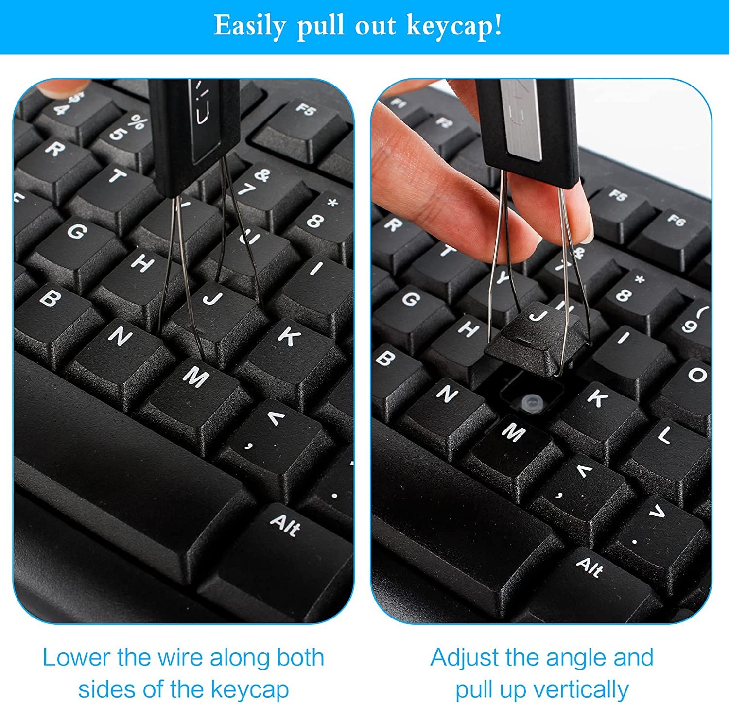 4 Piezas Extractor De Teclas Extractor De Teclas de Metal Acero Inoxidable Removedor De Teclado con Cepillo para Teclado Herramienta Imprescindible para Teclado y Limpieza del Hogar (Negro)