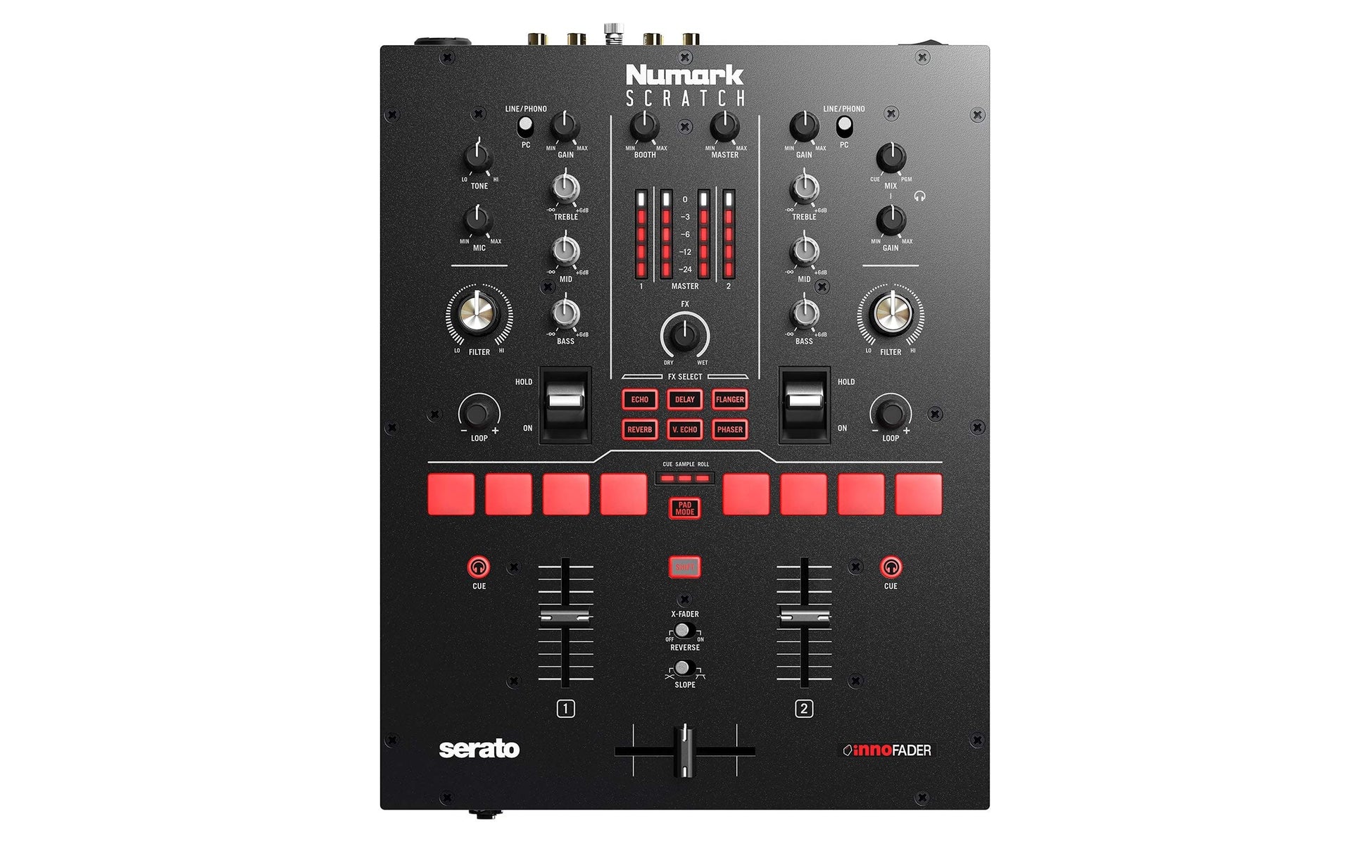 Mezcladora DJ Numark Scratch Roja con Serato DJ Pro y Innofader para Hombre