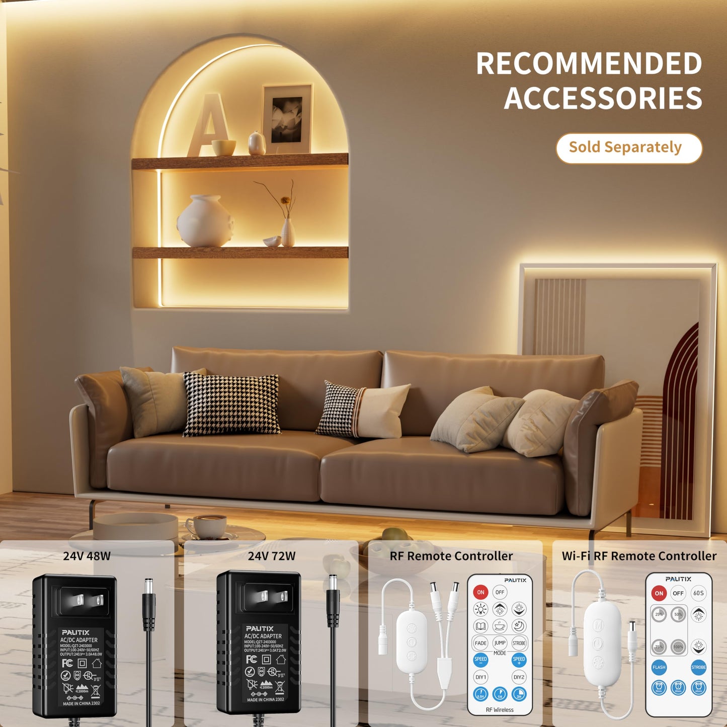 Tira de Luz LED PAUTIX Blanco Cálido IP65 Súper Brillante CIR 90+ para Hogar y Bricolaje
