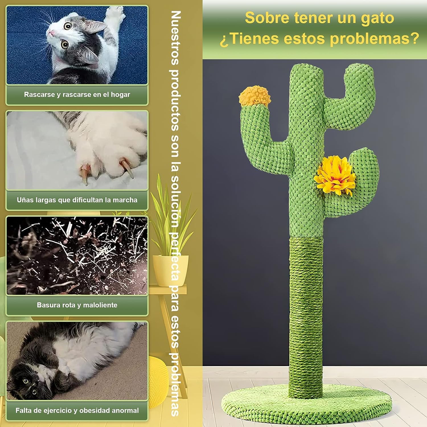 Poste Rascador para Gatos Cactus Grande para Interior