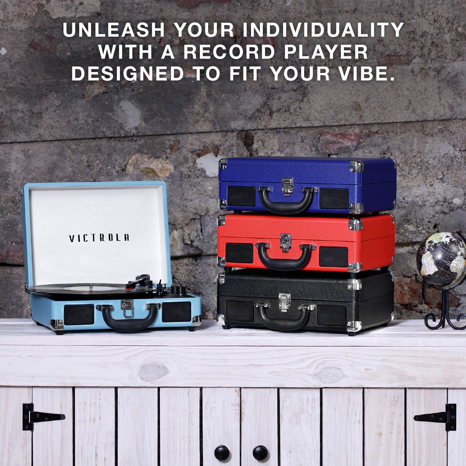 Tocadiscos Portátil Victrola Journey Bluetooth Gris Claro con Altavoces Integrados