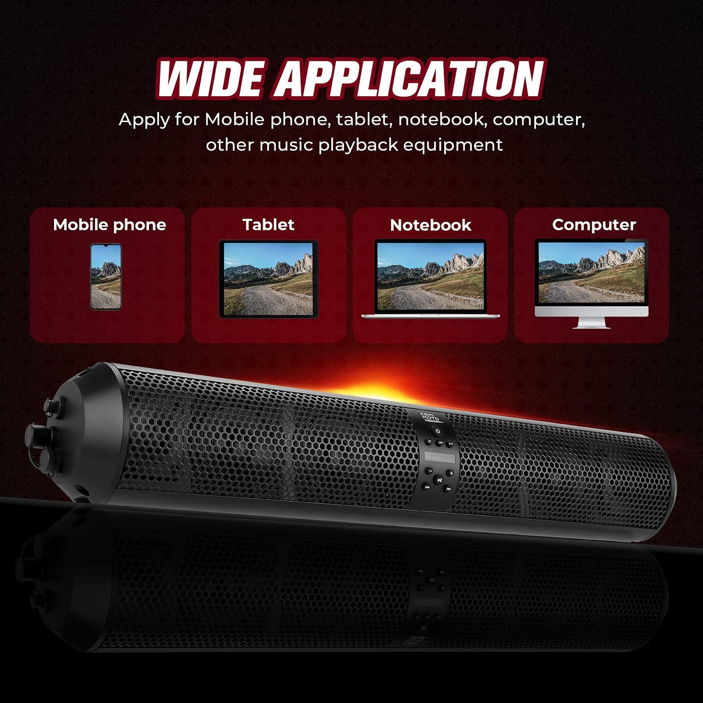 Barra de sonido Kemimoto UTV de 28 pulgadas, 2X altavoz de agudos y 4X subwoofer compatible con Bluetooth barra de sonido compatible con Polaris RZR Can-Am X3 Defender CFMOTO para jaula de 1.5 a 2.25