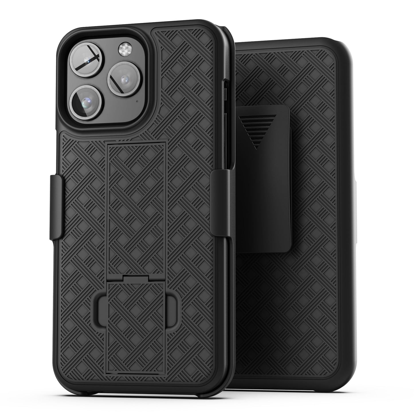 Galvanox Funda diseñada para iPhone 15 Pro Max con clip para cinturón (2023) Ultra Durable PC cubierta dura Combo Shell (negro)
