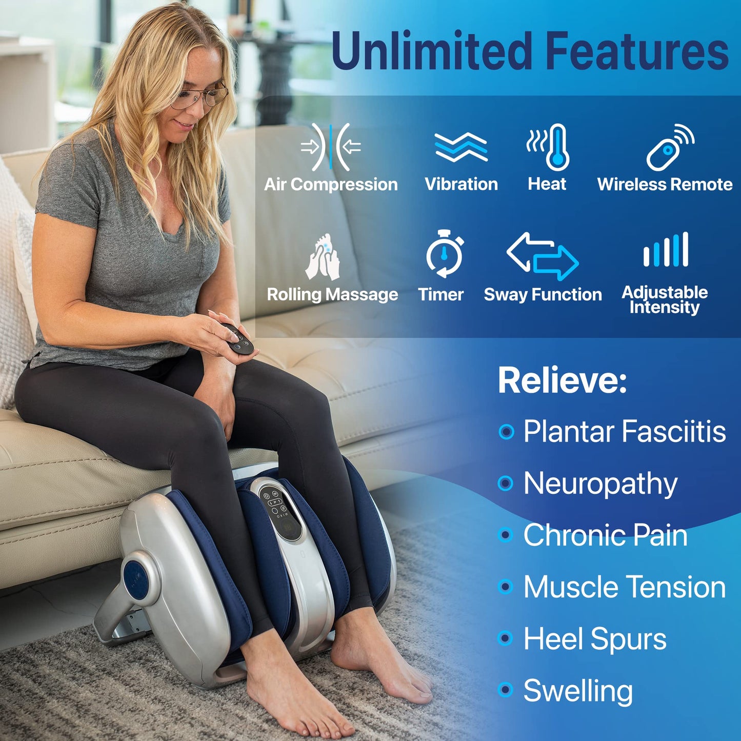 Masajeador de Pies Miko Shiatsu Gris con Amasado Profundo y Terapia de Calor para Mejorar Circulación