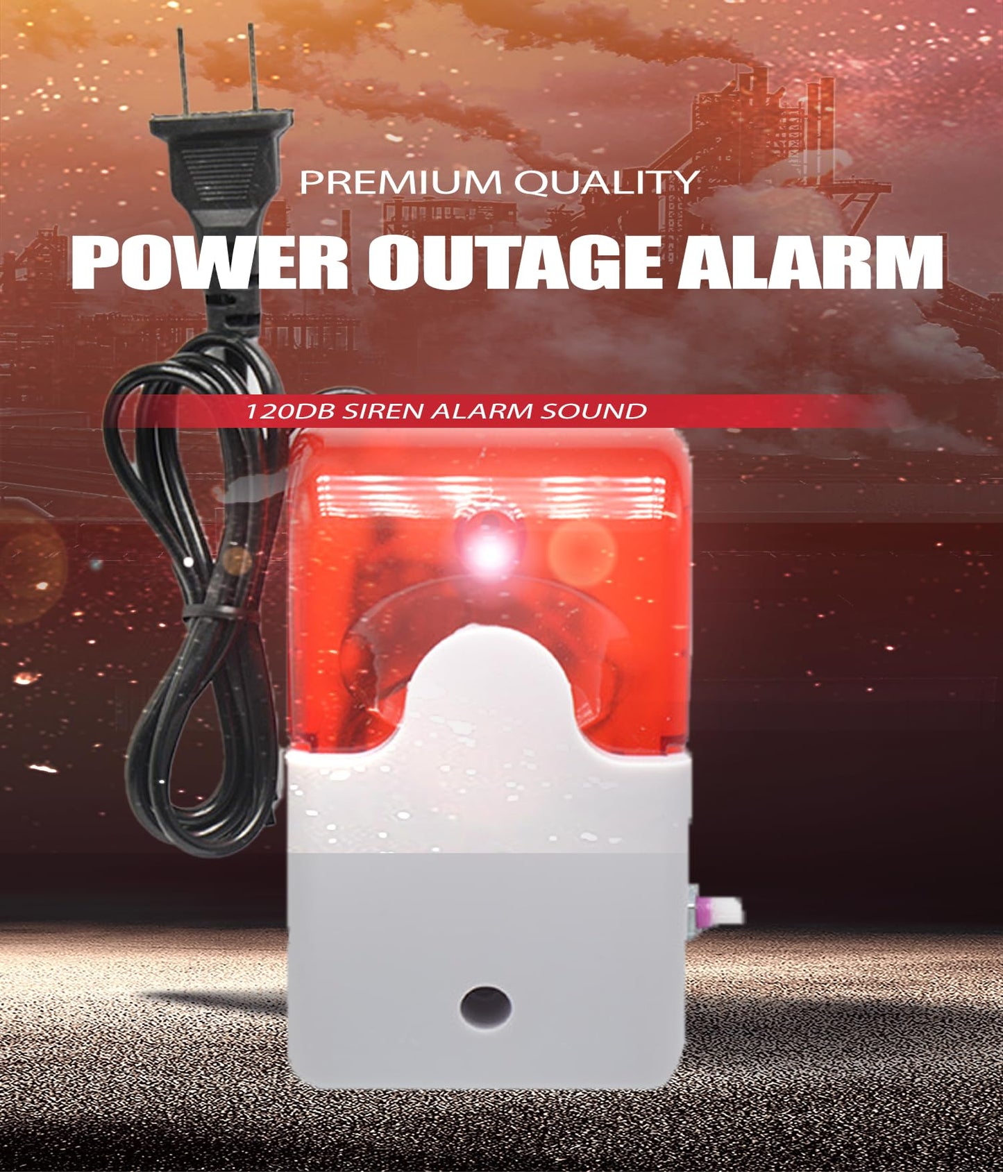 Alarma de Pérdida de Energía con Luz Flash y Sirena Ajustable de 0 a 120 Db, Paquete de 2