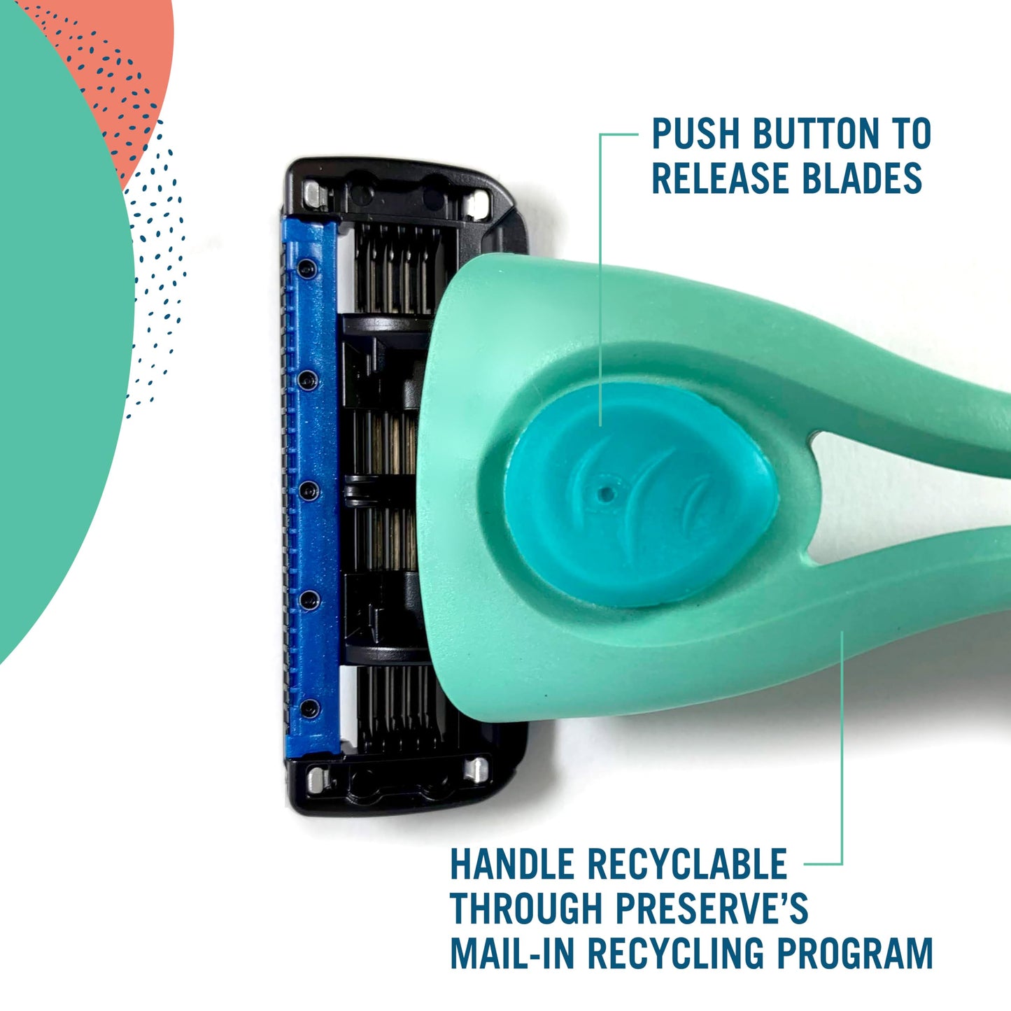 Preserve Shave 5 Five Blade - Navaja de afeitar rellenable, fabricada con materiales reciclados, color rojo amapola