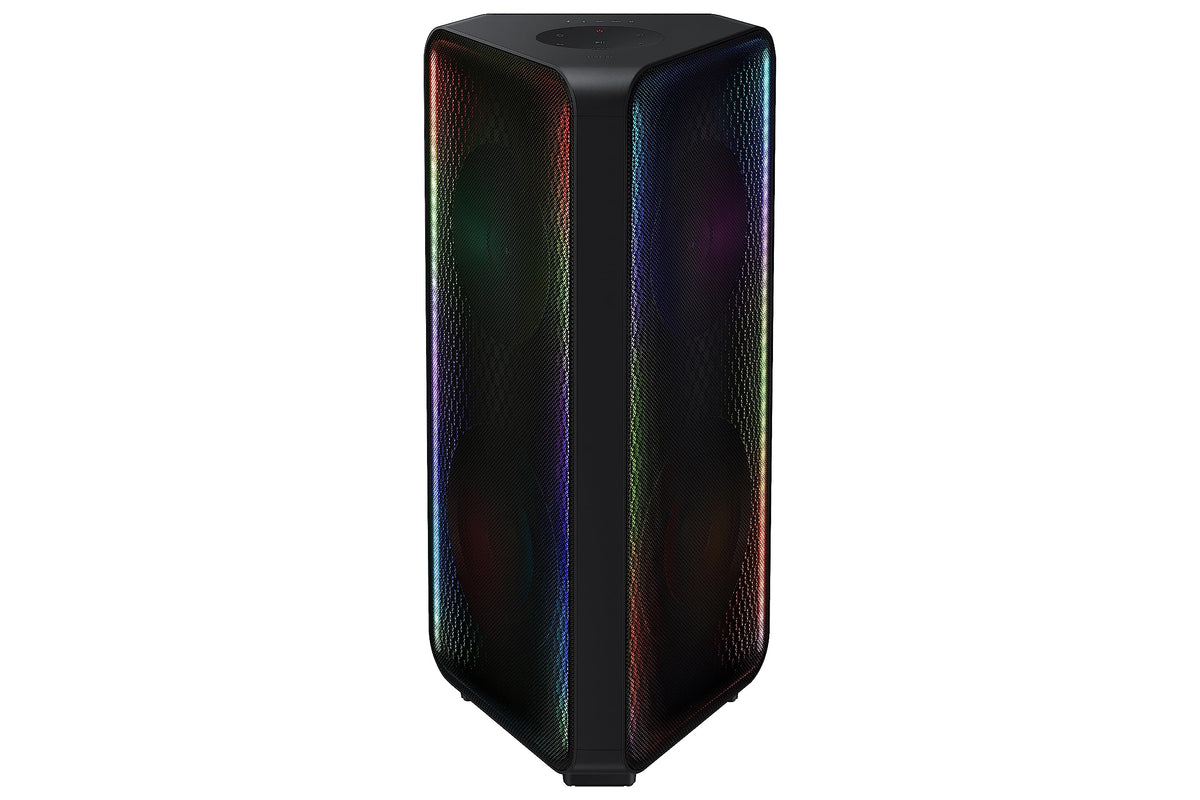 Torre de Sonido Samsung Negro Alta Potencia IPX5 Resistente al Agua con Luz de Fiesta y Multiconexión Bluetooth