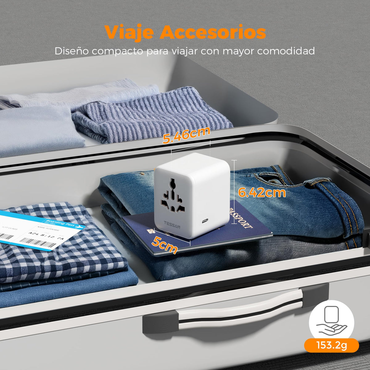Adaptador de Viaje TESSAN Gris 28W Europeo