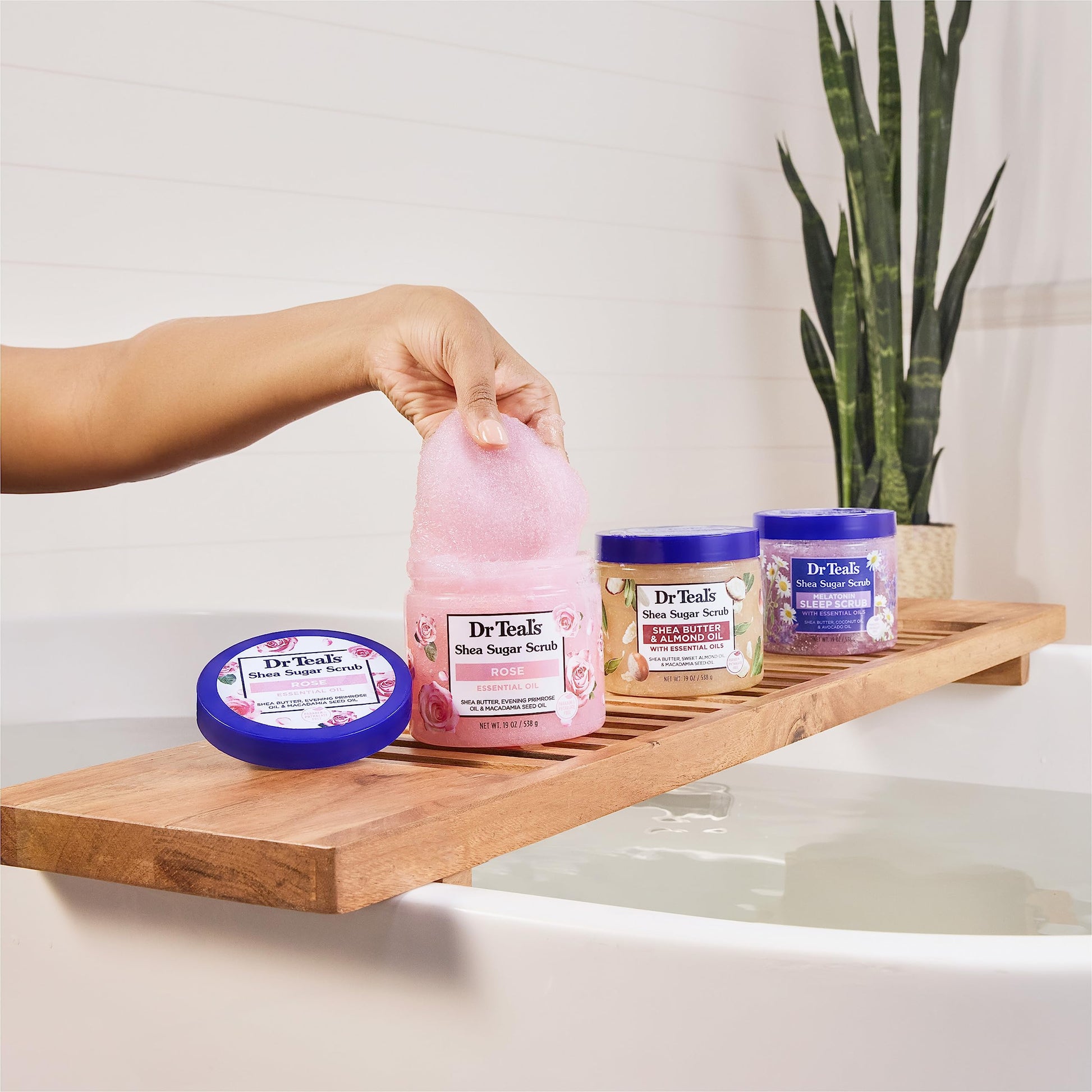 Dr Teal's Shea Sugar Body Scrub, Melatonin with Essential Oils, 19oz (Pack of 3) (Packaging May Vary)