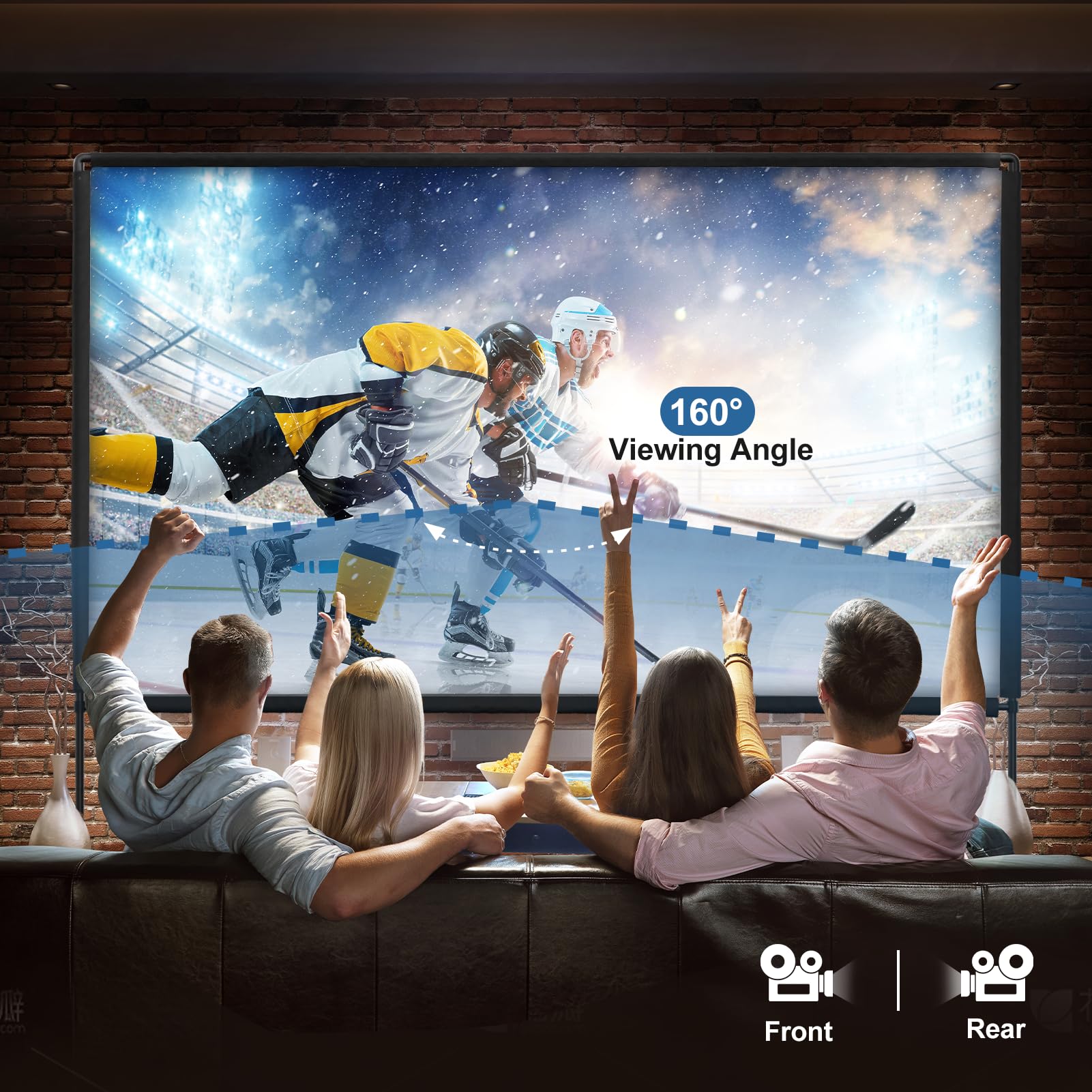 Qoolfoto - visualización de proyector portátil de 120 pulgadas, visualización de proyección para interiores y exteriores 16:9 4K HD sin arrugas con bolsa de transporte para películas en el patio