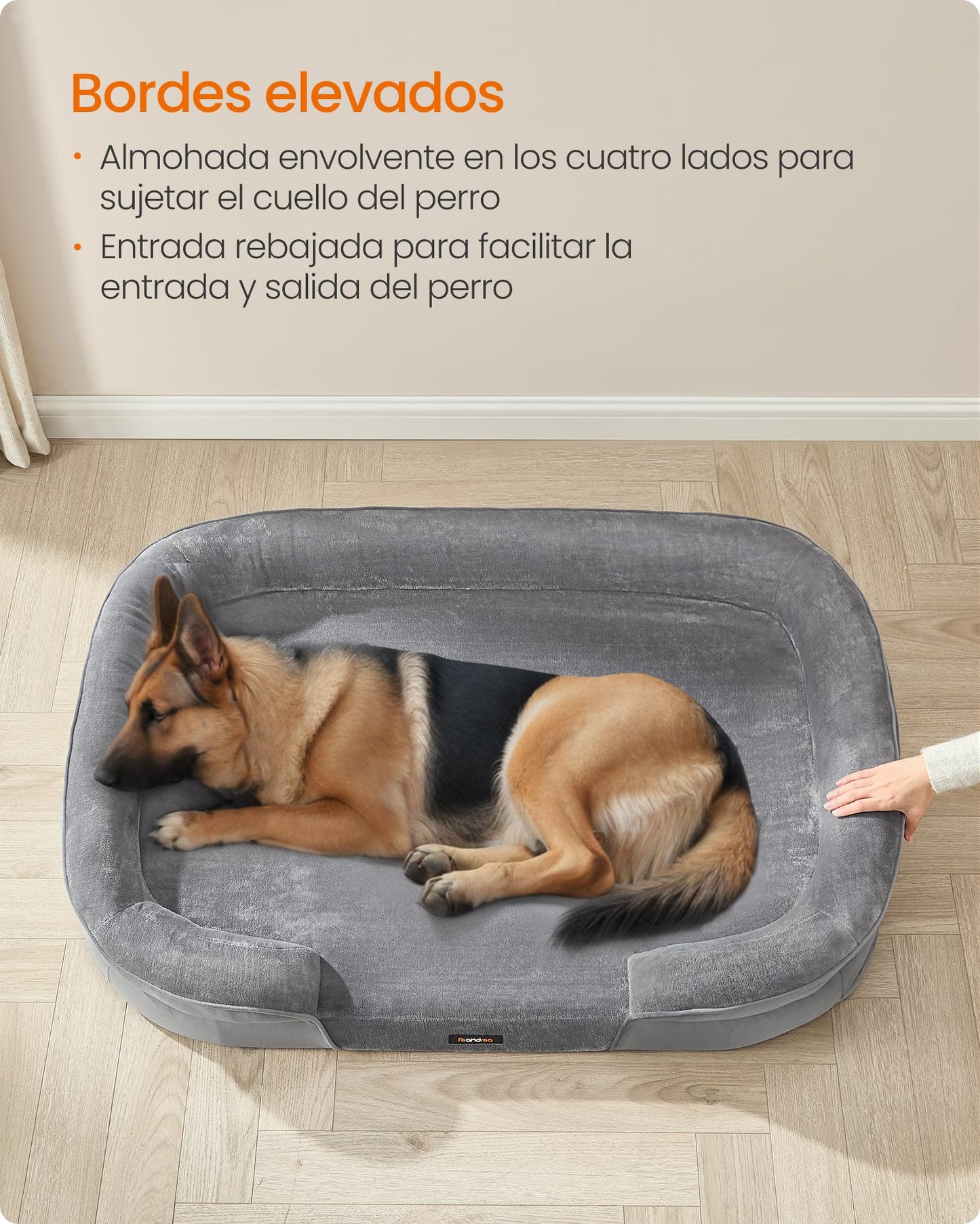 Cama para Perros Feandrea Gris Claro con Forro Repelente al Agua y Funda Extraíble