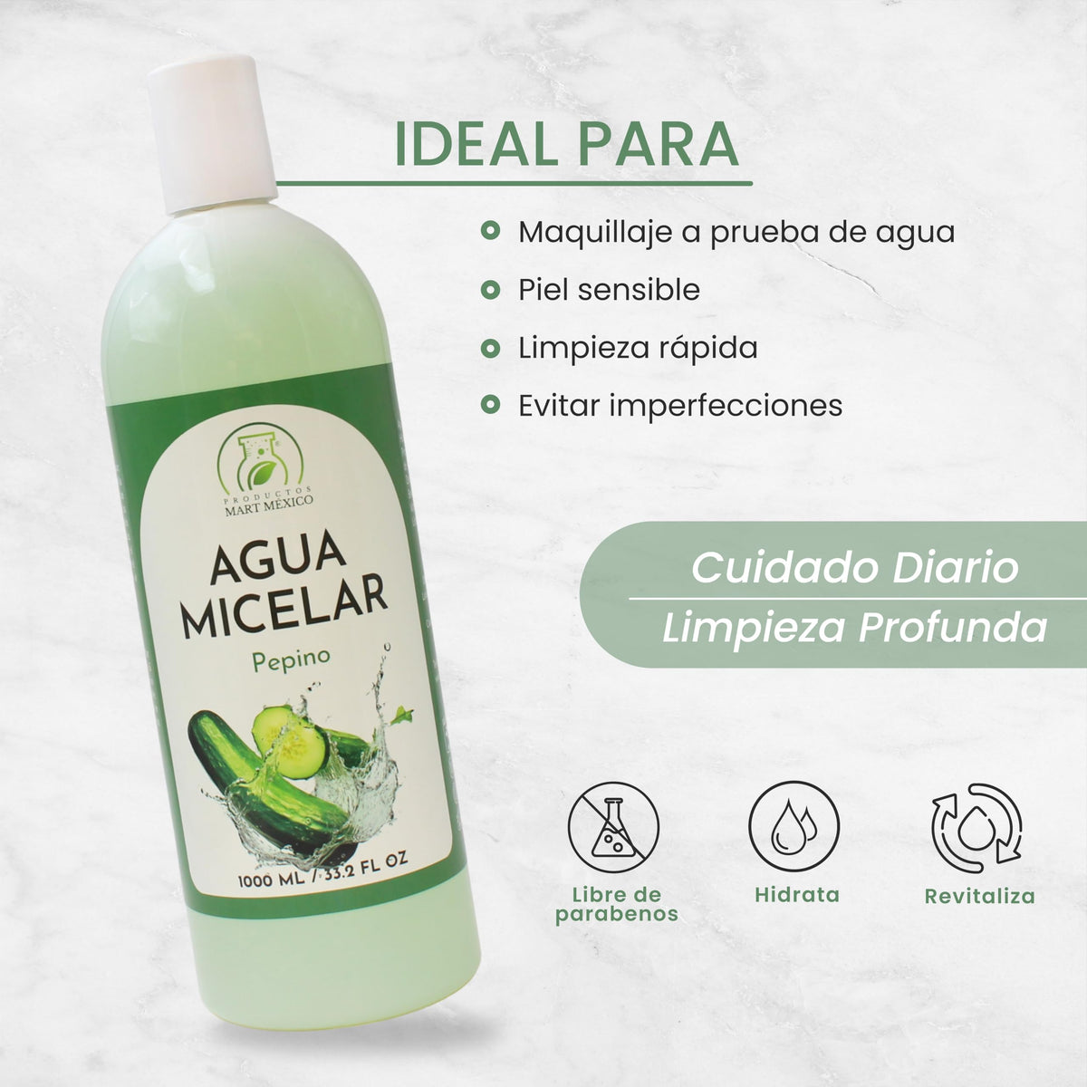 Agua Micelar De Pepino Refrescante 1 Litro