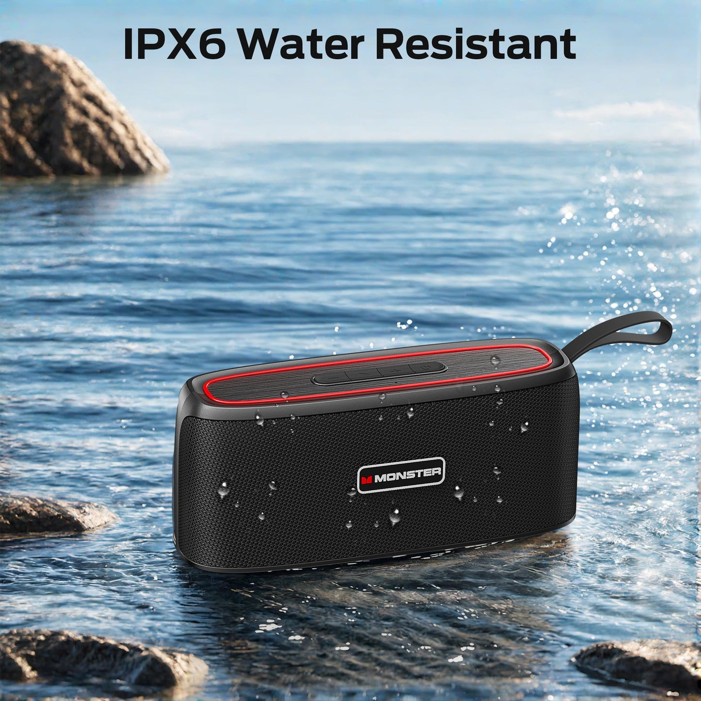 Monster Shock - Altavoz Bluetooth portátil, altavoz inalámbrico verdadero, sonido estéreo de 30 W, IPX6 impermeable