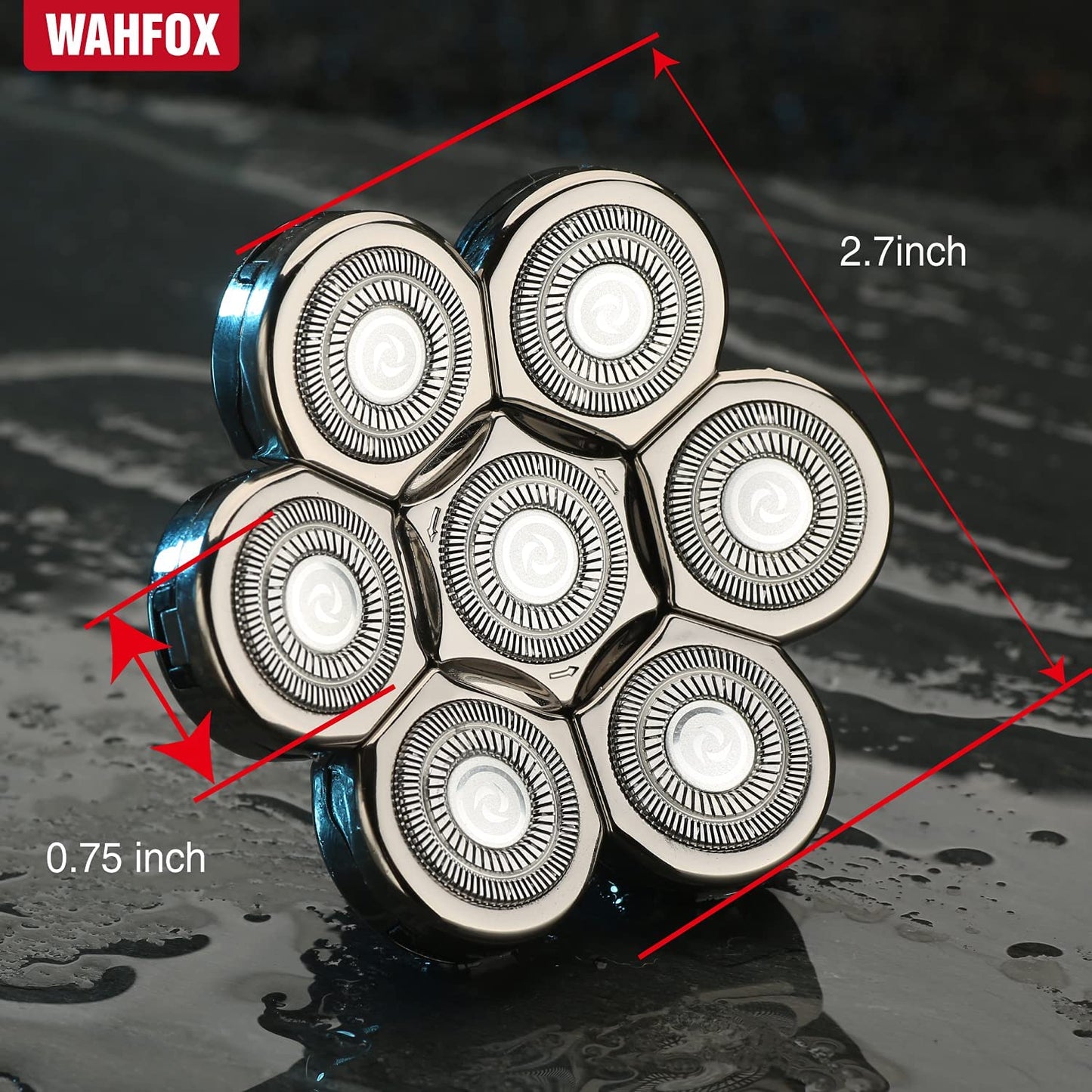 WAHFOX 7D 7 cabezales de repuesto para afeitadora de 7 cuchillas 7D 7D de repuesto para afeitadora de barba eléctrica (plata)