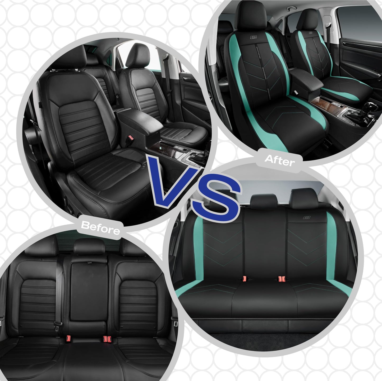 Skechers Fundas de asiento de coche, fundas de asiento de cuero sintético de lujo, protector de asiento de coche impermeable antideslizante para asientos delanteros, accesorios de coche compatibles