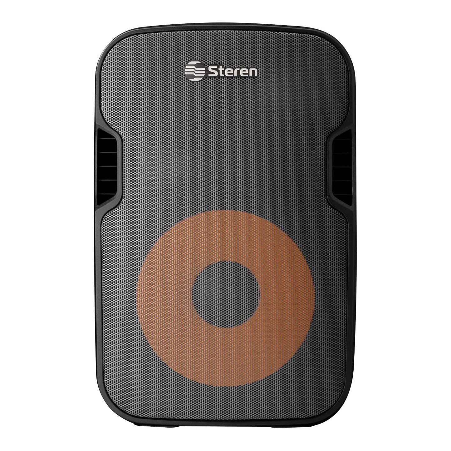 STEREN BAF-1555BT Bafle 15" 3000 W PMPO Bluetooth woofer y Tweeter, MP3 por microSD o USB, Entrada AUX RCA, 6,3 mm para Mic, Crossover, Salida Speakon, Ruedas y agarraderas, Orificio para Pedestal