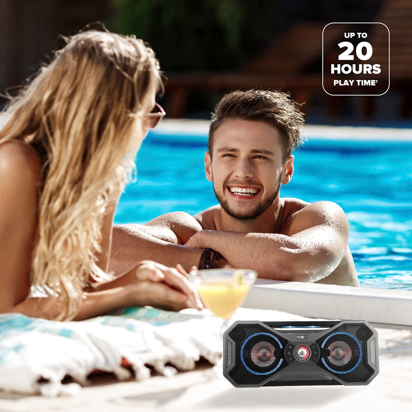 Altec Lansing Mix 2.0 - Altavoz Bluetooth Impermeable con Graves Fuertes, Altavoz portátil para Viajes y Uso al Aire última intervensión, Alcance de 100 pies y Tiempo de reproducción de 20 Horas
