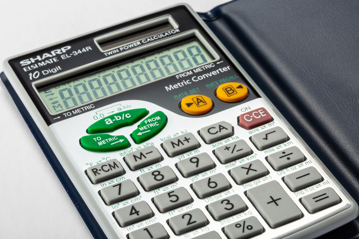 Calculadora Sharp EL344RB Rojo 10 Dígitos con Conversión Métrica y Pantalla LCD Solar para Estudiantes y Profesionales