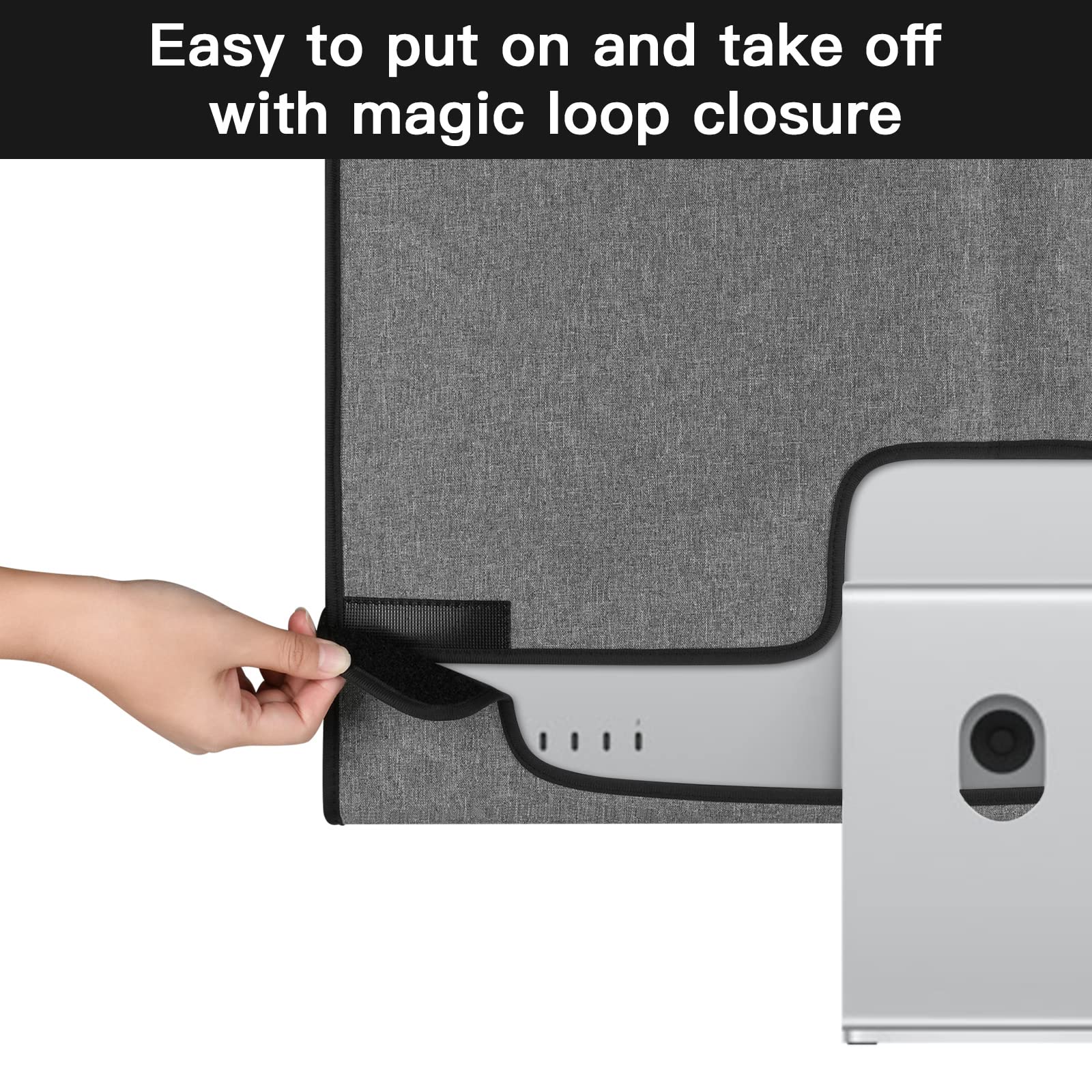 CaSZLUTION - Funda para monitor compatible con visualización Apple Studio de 27 pulgadas, funda protectora para monitor de polvo, color gris