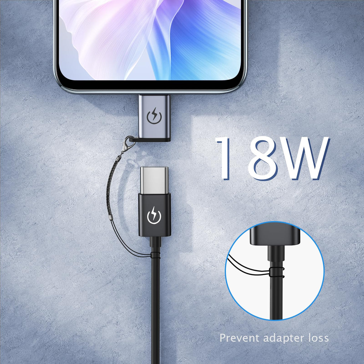 Adaptador USB C a Micro USB Soporta Carga Rápida 18 W para Teléfono Celular 4 Piezas