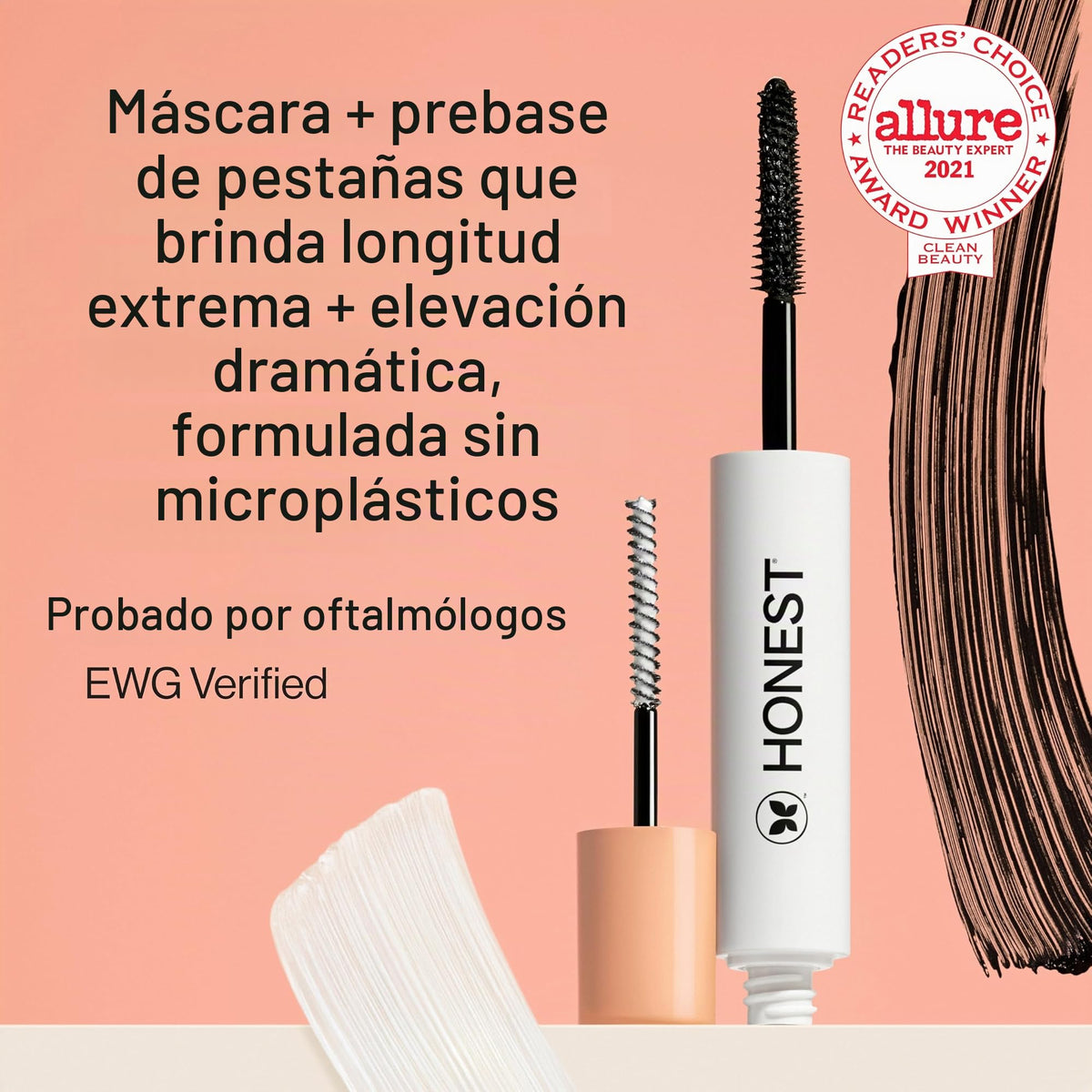 The Honest Company Extreme length mascara y primer, 0.20 Fl Oz, Negro